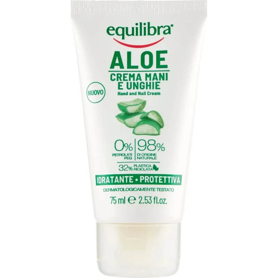 Equilibra Aloe - Crema hidratante y protectora para manos y uñas, 75 ml