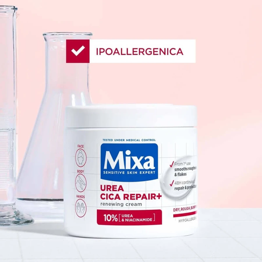 Mixa Urea Cica Repair+ Lichaamsbalsem - Regenererende verzorging met 10% ureum voor de droge, ruwe en schrale huid, 400 ml