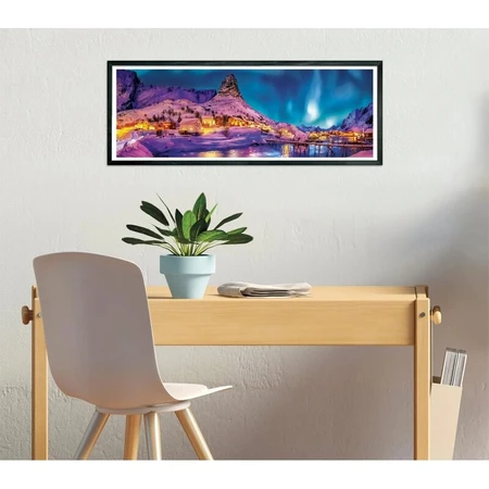 Clementoni Panorama: Noapte colorată peste Insulele Lofoten – puzzle de 1000 de piese