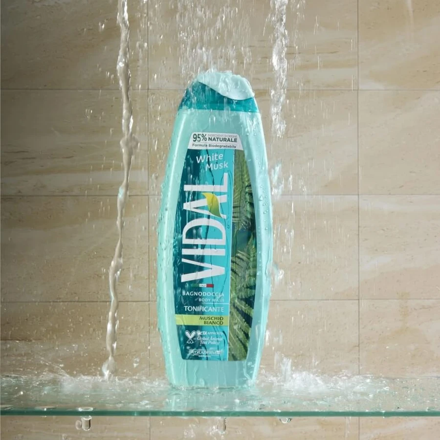 Vidal White Musk - Gel de ducha revitalizante, 250 ml