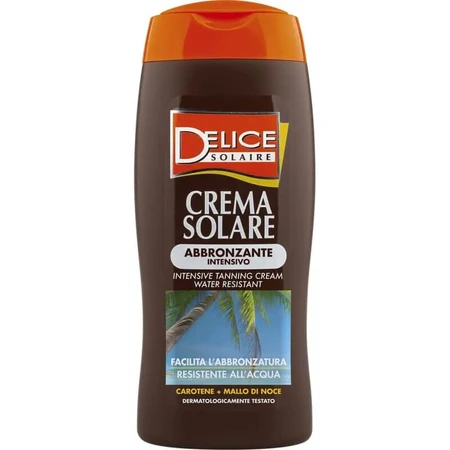 Delice Cremă solară cu efect de bronzare intensă – cremă rezistentă la apă cu caroten + coajă de nucă 250 ml