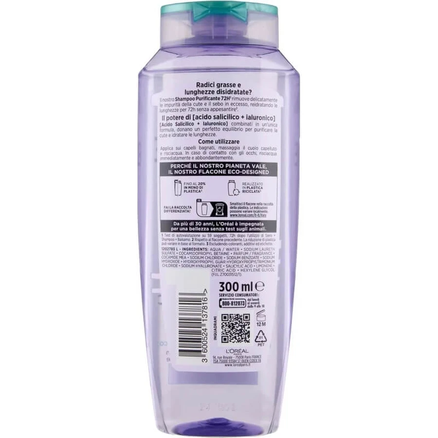 Elvive Hyaluronic Pure 72h – Reinigendes Shampoo 300 ml