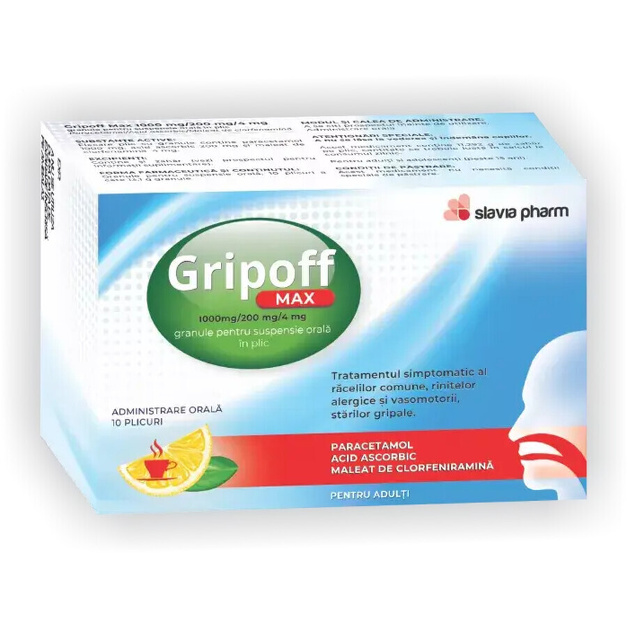 Gripoff Max 1000/200/4mg gr.susp.or x 10 sachets, Slavia Pharm