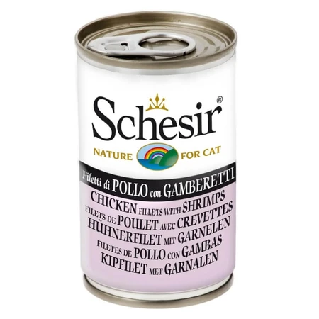 Schesir – paski z kurczaka z krewetkami w galaretce – mokra karma dla kotów, 140 g: ceny i cechy