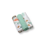 Babyono Set of 3 Green Gauze Muslin Squares, 70x70 cm