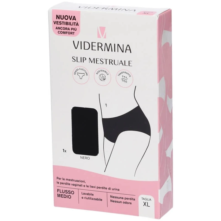 Vidermina – chiloți menstruali reutilizabili, talie înaltă, mărime XL, culoare negru