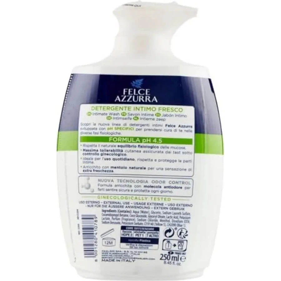 Felce Azzurra Fresco pH 4,5 – gel de igienă intimă cu prospețime naturală, 250 ml