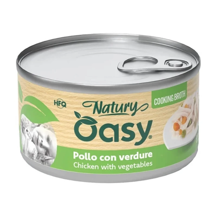 Oasy Wet Cat Natury Kip met groenten - Aanvullend voer voor volwassen katten, 85 g