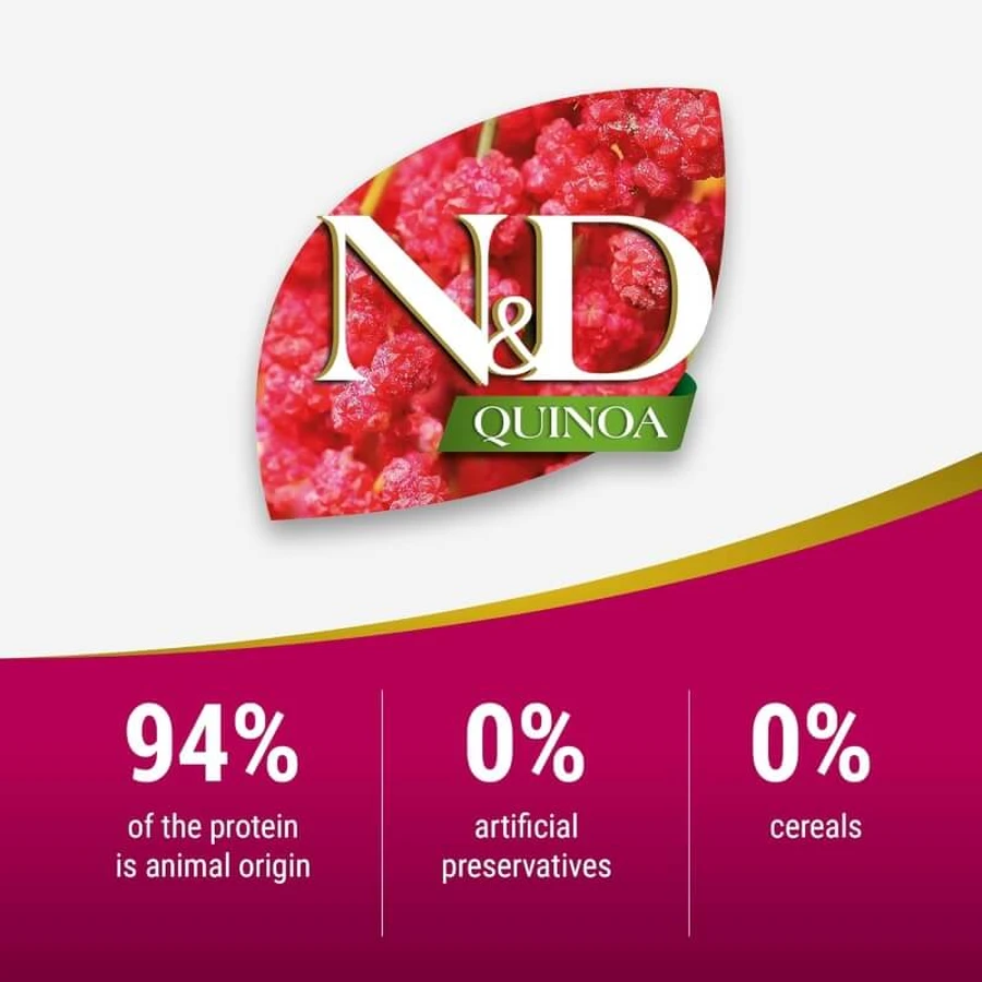 Farmina N&amp;d Urinary Quinoa mit Ente, Heidelbeere und Kamille – Alleinfuttermittel für ausgewachsene Katzen, 5 kg
