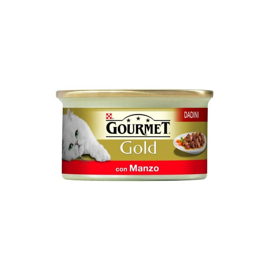 Purina gourmet gold dadini manzo - alimento completo per gatti adulti 85 gr