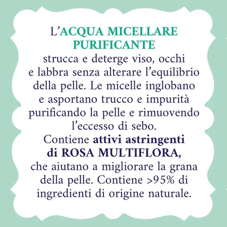 Agua de rosas purificante - Agua micelar para pieles con tendencia a las imperfecciones, 200 ml