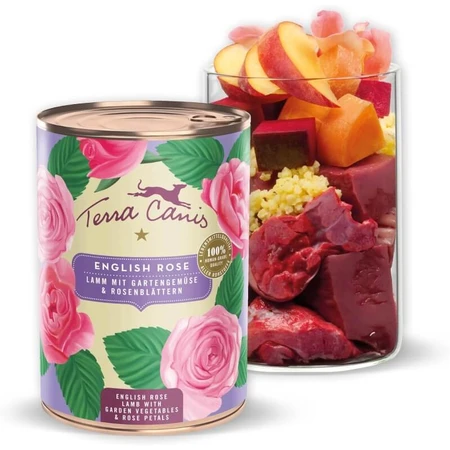 Terra Canis Flower English Rose Lamb - Aanvullend natvoer voor honden, 400 g