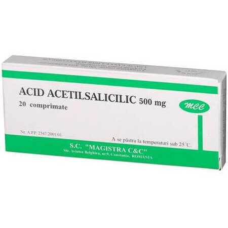 Acetylsalicylic acid 500mg, 20 tablets, Magistra