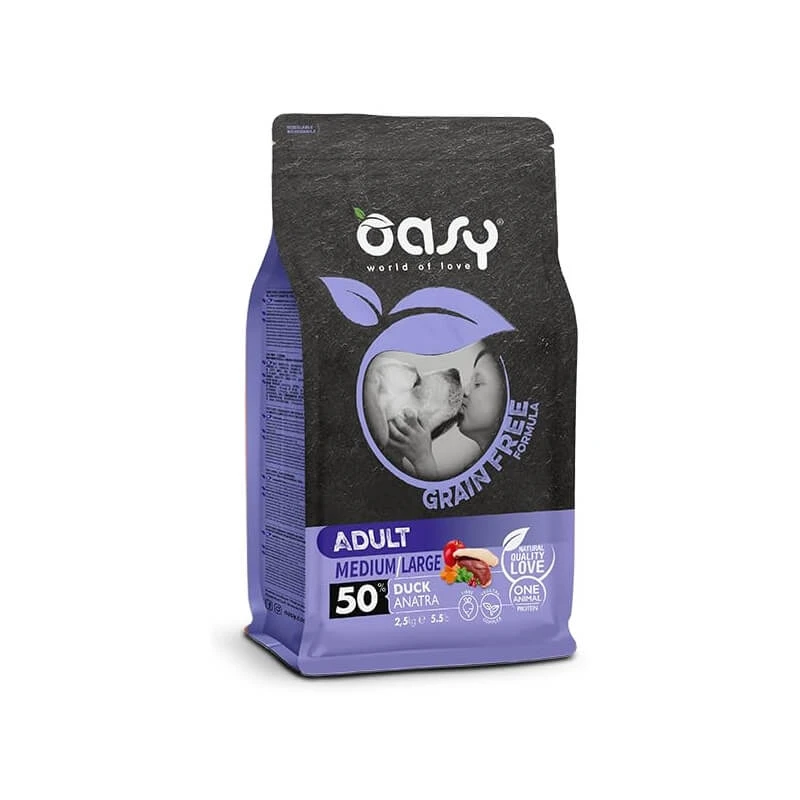 Oasy Grain-Free Adult Medium &amp; Large Duck - Compleet voer voor volwassen middelgrote en grote honden, 2,5 kg