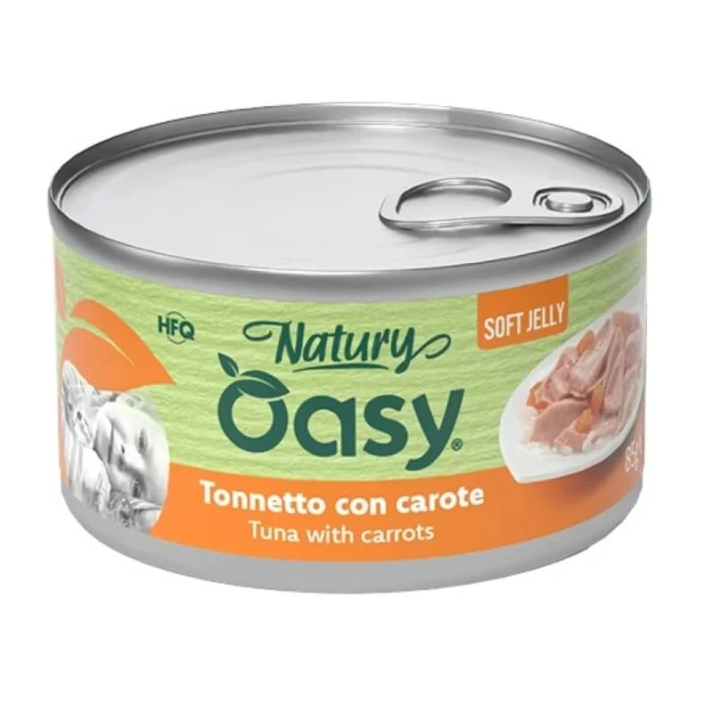 Oasy Wet Cat Natury Soft Jelly Tonijn met Wortelen - Aanvullend voer voor volwassen katten, 85 g