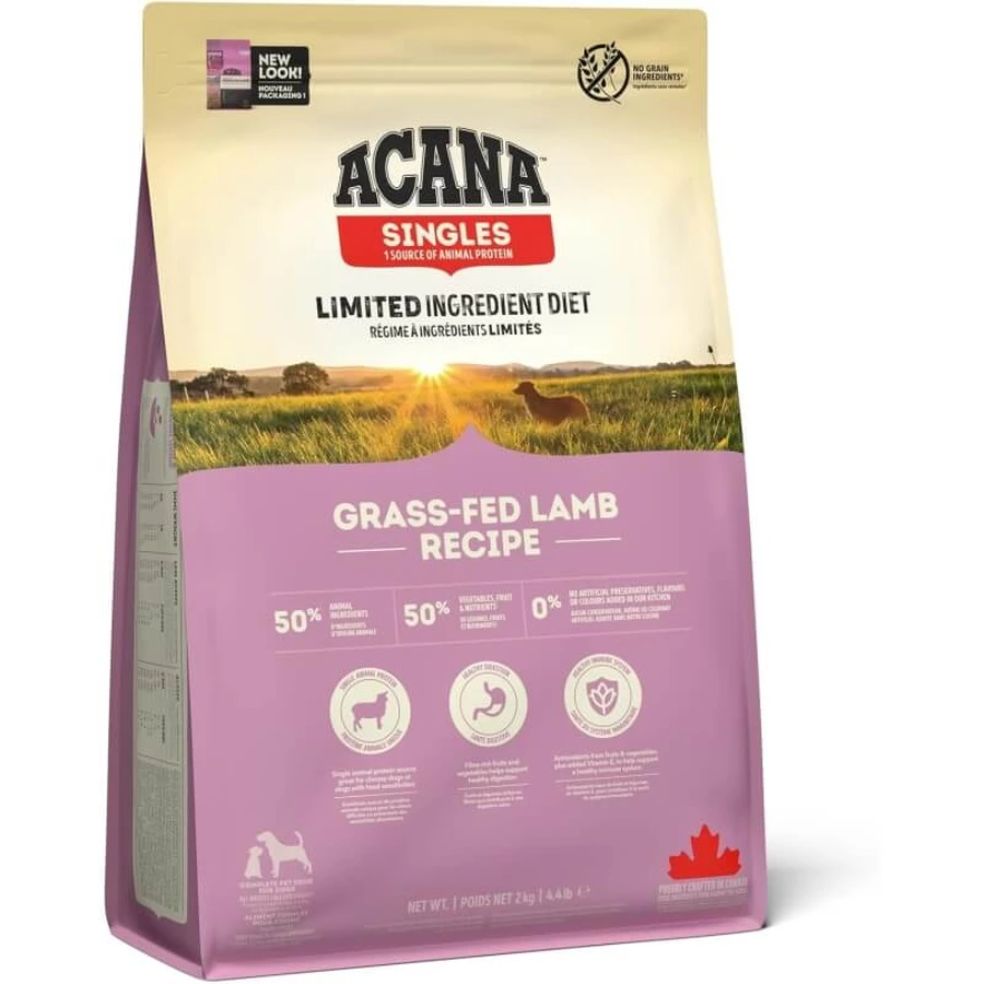 Acana Singles Grass-Fed Lamb Recipe - Compleet voer voor honden van alle leeftijden met voedselgevoeligheden, 2 kg