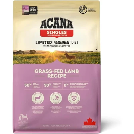 Acana Singles Grass-Fed Lamb Recipe - Compleet voer voor honden van alle leeftijden met voedselgevoeligheden, 2 kg