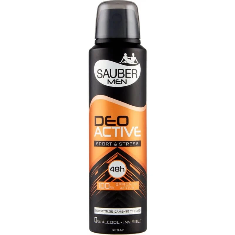Sauber Men Deoactive Sport &amp; Stress - Onzichtbare deodorantspray, 150 ml