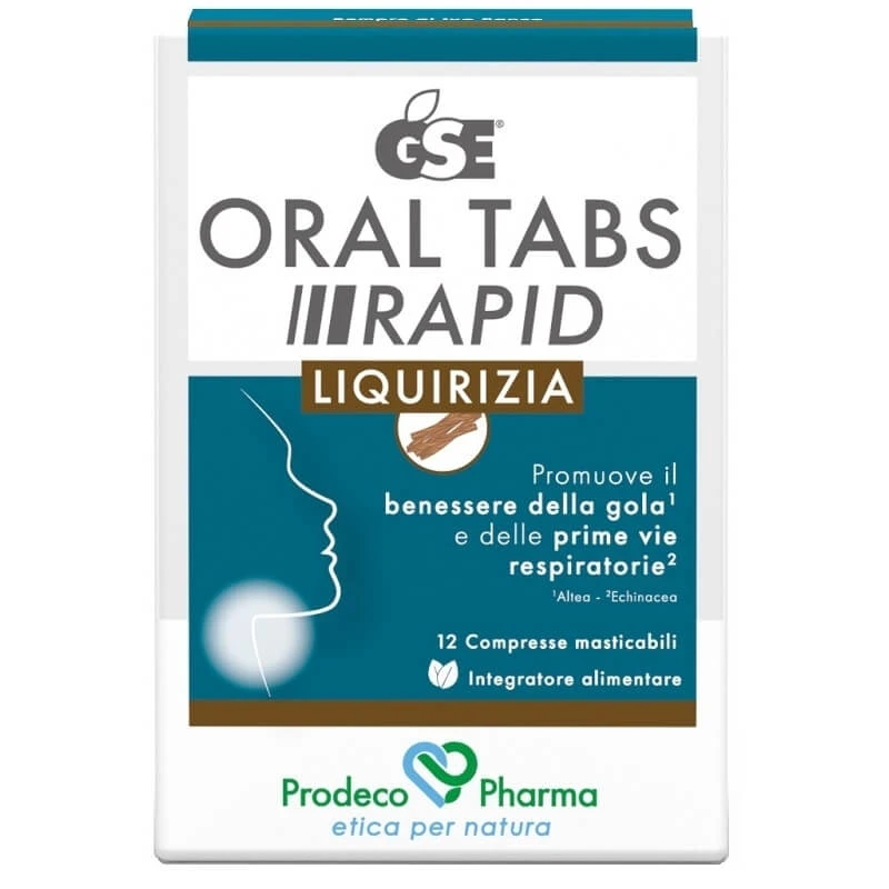 GSE Oral Tabs Rapid, zoethoutsmaak, 12 tabletten – een voedingssupplement voor de keel en de luchtwegen