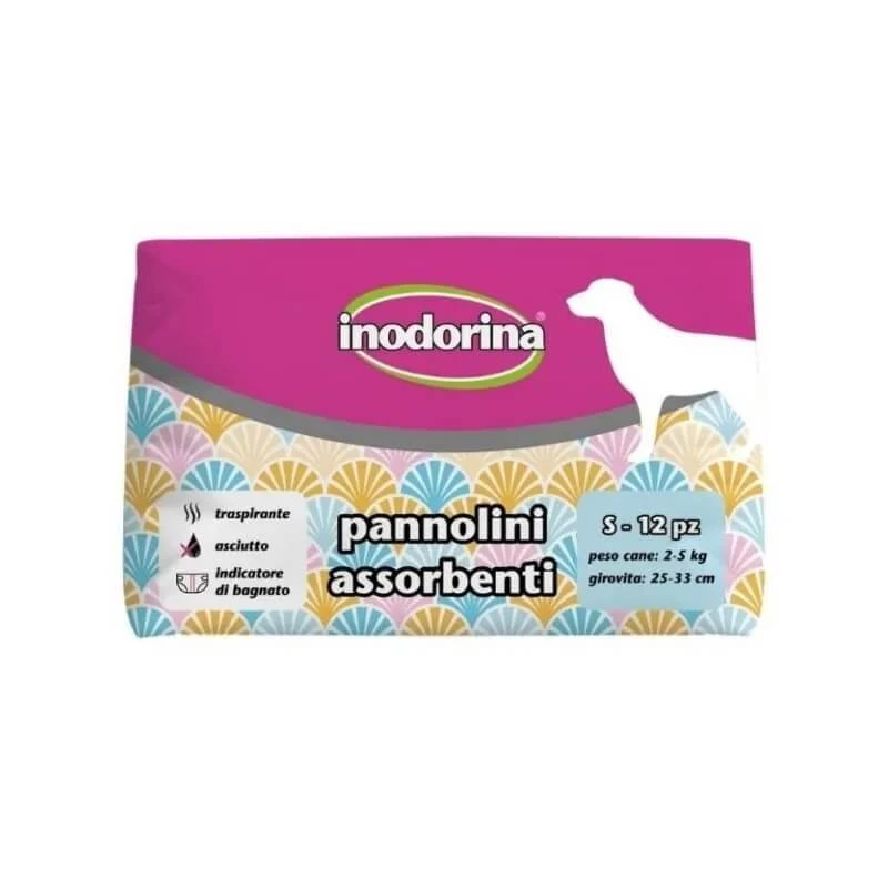 Inodorina 12 absorberende luiers voor teefjes, maat S (25–33 cm)