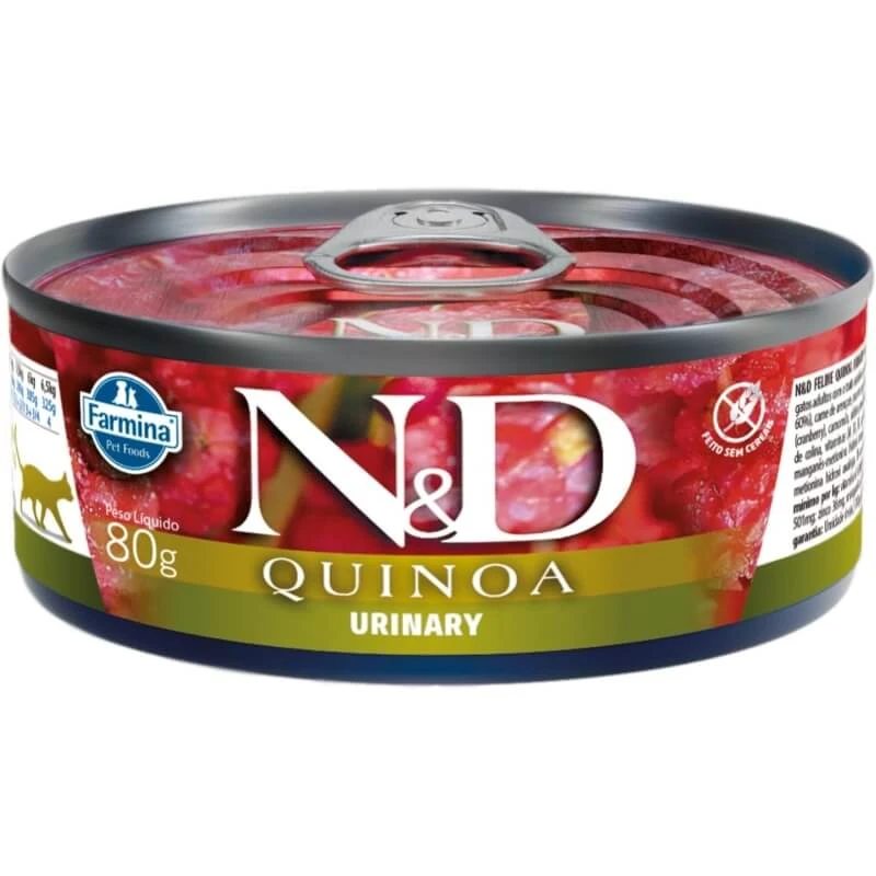 Farmina N&amp;d Quinoa Urinary Duck - Compleet voer voor volwassen katten met urinewegproblemen, 80 g