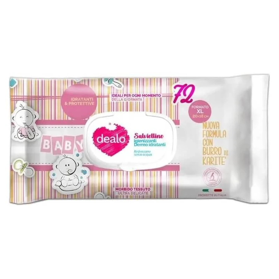 Toallitas limpiadoras con manteca de karité Dealo 72 XL