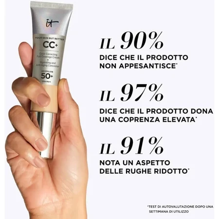 It Cosmetics CC+ Full Coverage Cream SPF 50+ - Base de maquillaje líquida - Tono «Neutral Tan»
