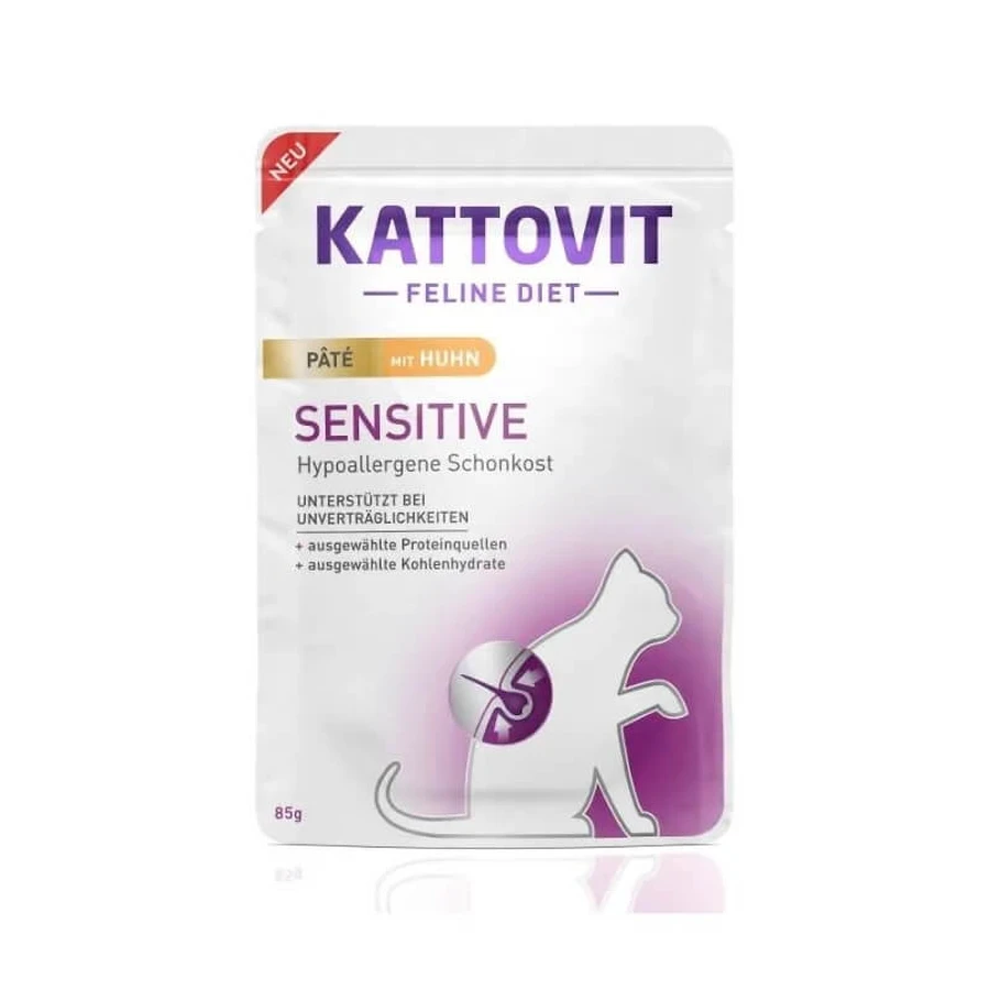 Kattovit Sensitive Kip-paté - Compleet voer voor gevoelige katten met voedselintoleranties, 85 g