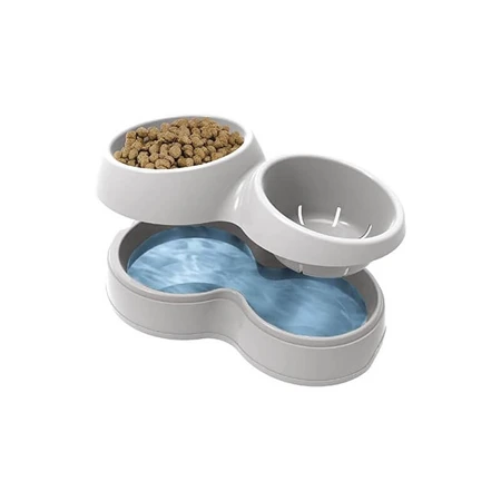 Bama Pet Ciotolotto - Dubbele voerbak met verswaterreservoir en antislipbodem voor middelgrote honden en katten