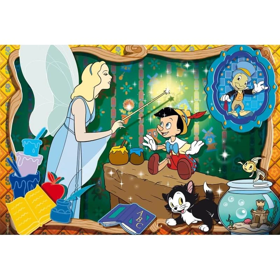 Lisciani Disney Pinocchio – 24-delige, dubbelzijdige maxi-vloerpuzzel met een kleurplaat op de achterkant