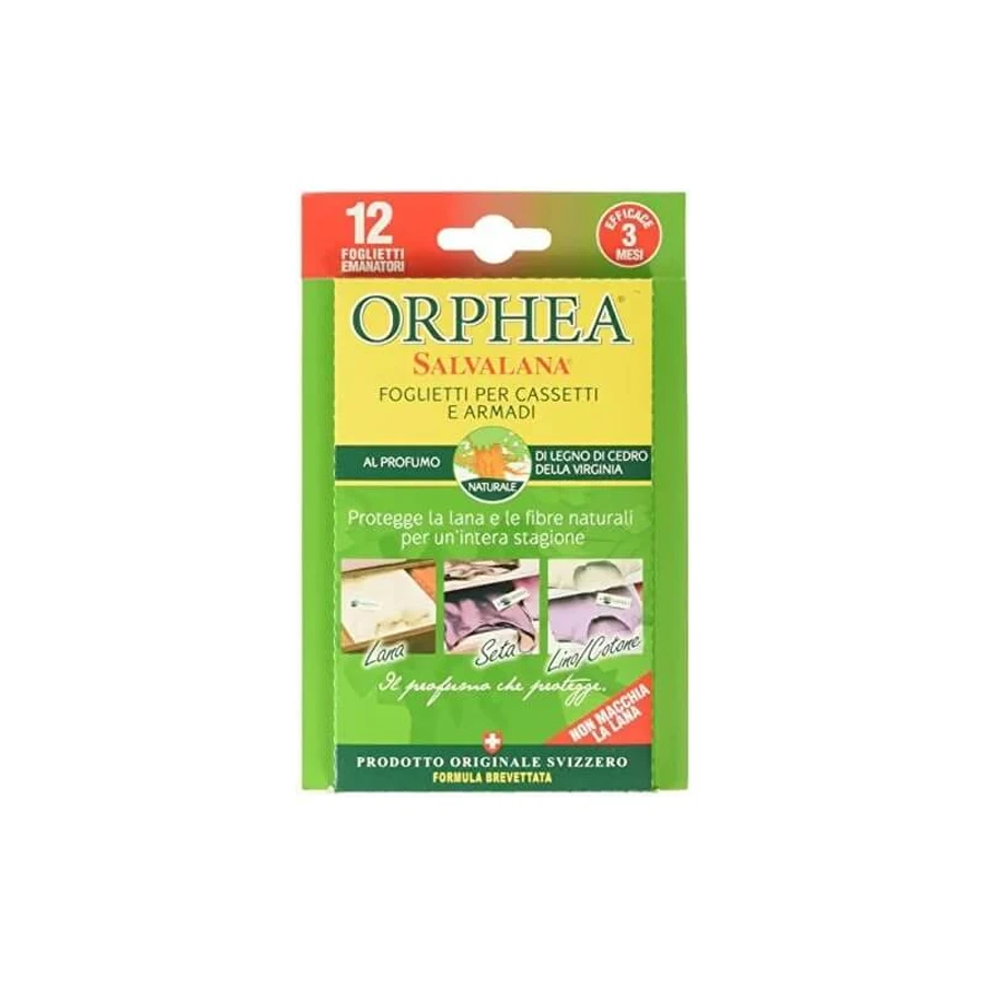 Hojas para cajones y armarios Orphea Salvalana con aroma a madera de cedro de Virginia, 12 hojas