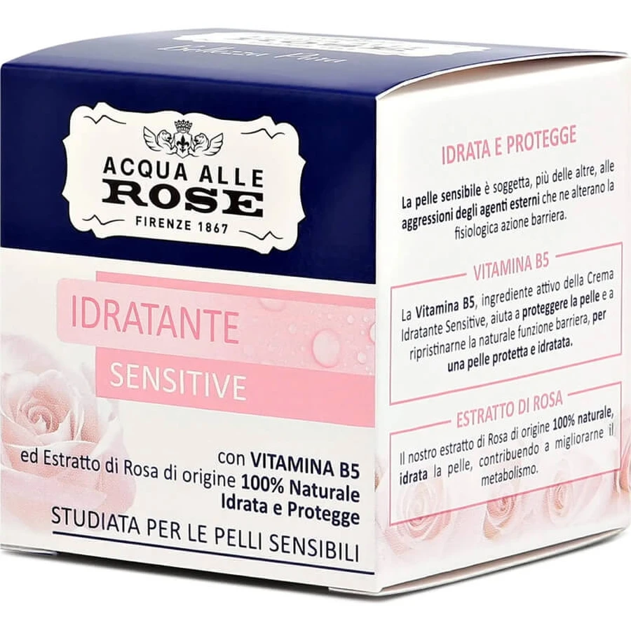 Agua de rosas calmante - Crema facial hidratante para piel sensible, 50 ml