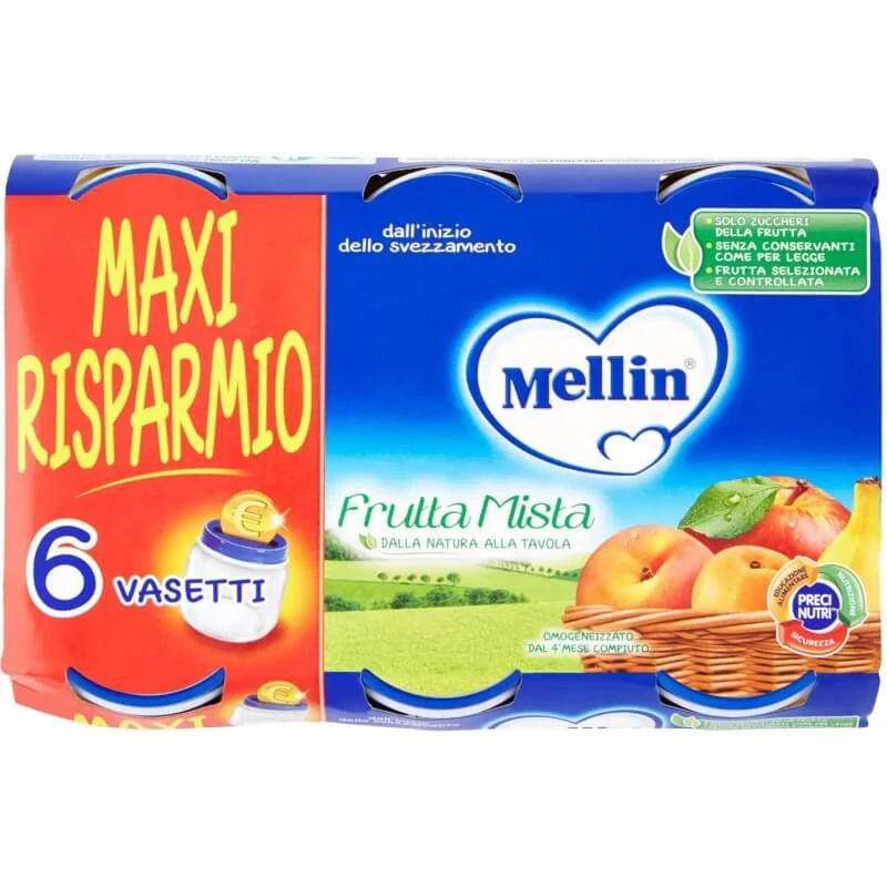 Mellin babyvoeding met gemengd fruit, 6 x 100 g