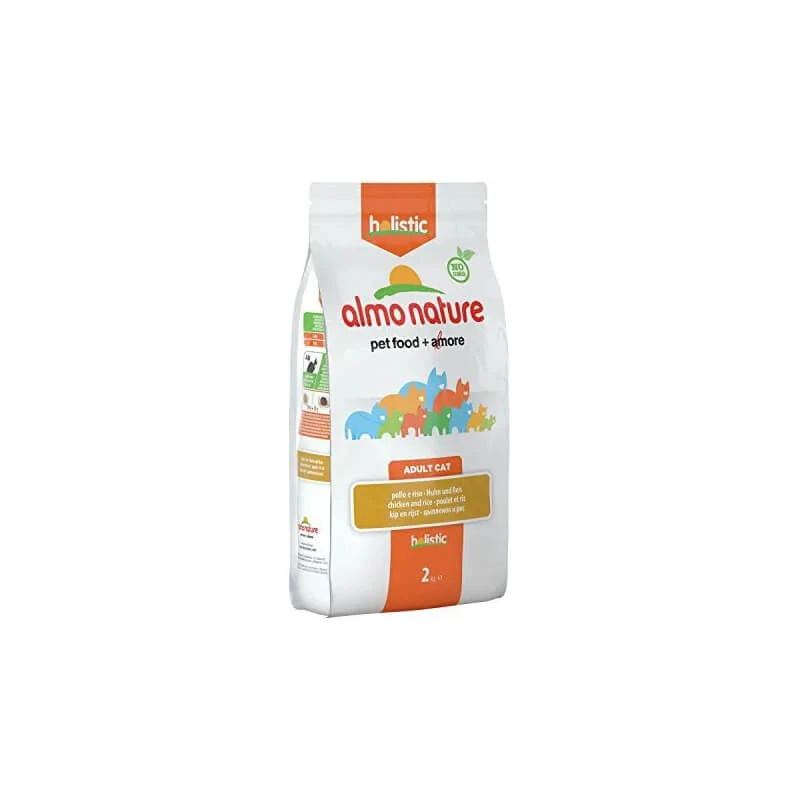 Almo Nature Holistic kattenvoer voor volwassen katten, smaak kip en rijst, 2 kg