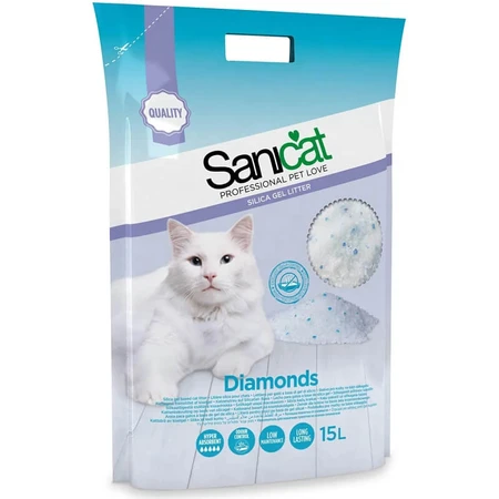 Sanicat Diamonds - Arena para gatos de sílice, 15 L