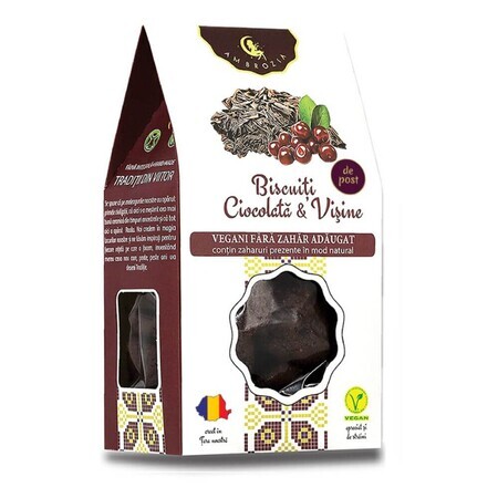 Biscuits végétaliens au chocolat et aux griottes, 130g, Ambrosia