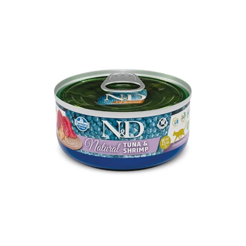 Farmina N&amp;d Natural Tonijn en Garnalen - Aanvullend voer voor volwassen katten, 140 g