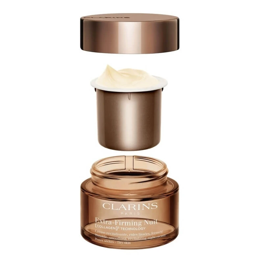 Crema de noche extra-reafirmante de Clarins - Tecnología Colágeno 3 - Crema de noche para piel seca, 50 ml