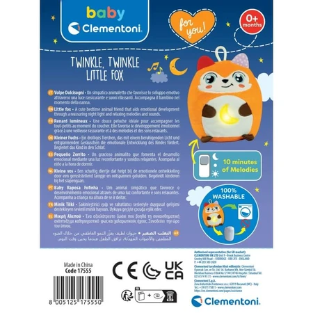 Clementoni Twinkle Twinkle Little Fox - Knuffel-nachtlampje voor baby’s met lichtjes en deuntjes
