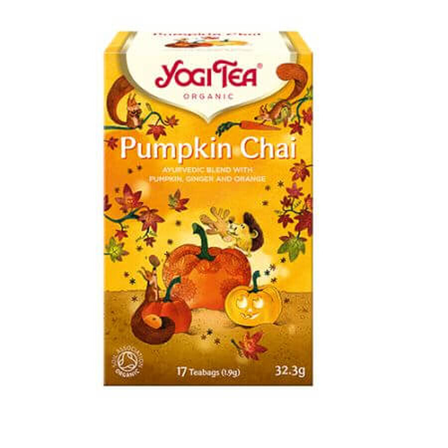 Ceai bio Gusturile toamnei Pumpkin Chai, 17 pliculete/32.3 g, Yogi Tea