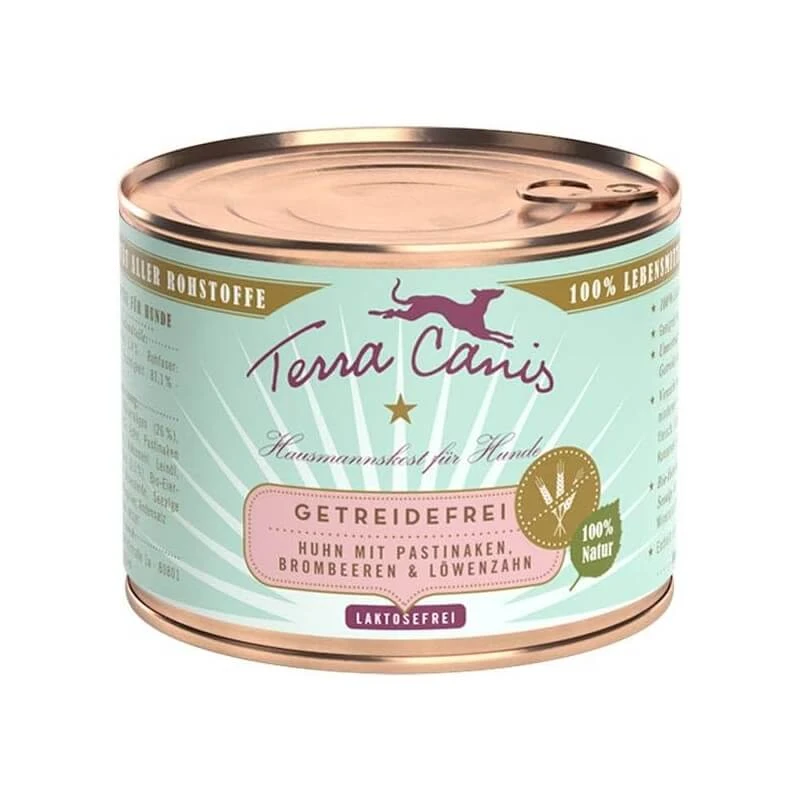 Terra Canis Grain-Free Chicken - Compleet voer voor volwassen honden met graanintolerantie, 200 g