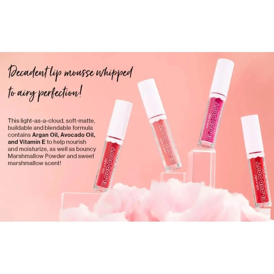 Wet n Wild Cloud Pout Marshmallow Lip Mousse - Liquid Lipstick - Cotton Candy Skies