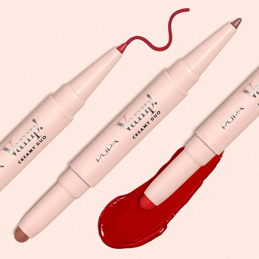 Pupa Vamp! Creamy Duo – konturówka do ust i błyszcząca pomadka nr 003 Warm Nude: ceny i cechy