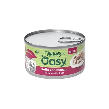 Oasy Wet cat natury soft jelly pollo con manzo - alimento complementare per gatti adulti 85 gr