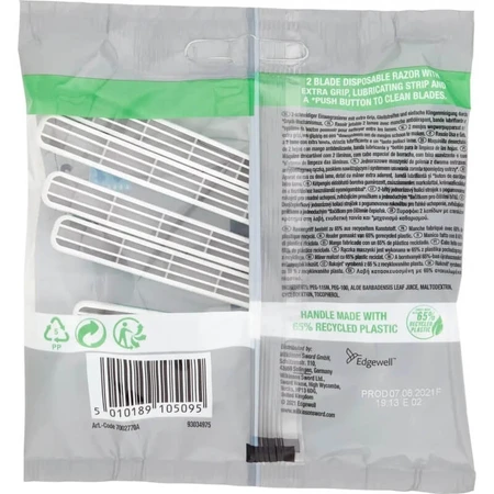 Wilkinson Extra Essential 2 - 5 rasoirs jetables à double lame pour peaux sensibles, à l'aloès et avec système « Easy Rinse »
