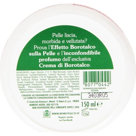 Borotalco crema vellutante - idratante per il corpo profumo di borotalco 150 ml