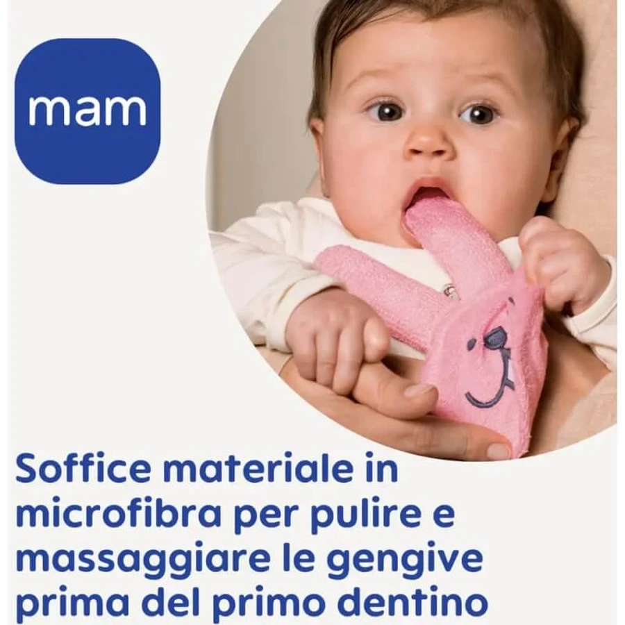 Mam Oral Care Rabbit – rękawiczka do pielęgnacji jamy ustnej niemowląt, kolor różowy kwarcowy: ceny i cechy