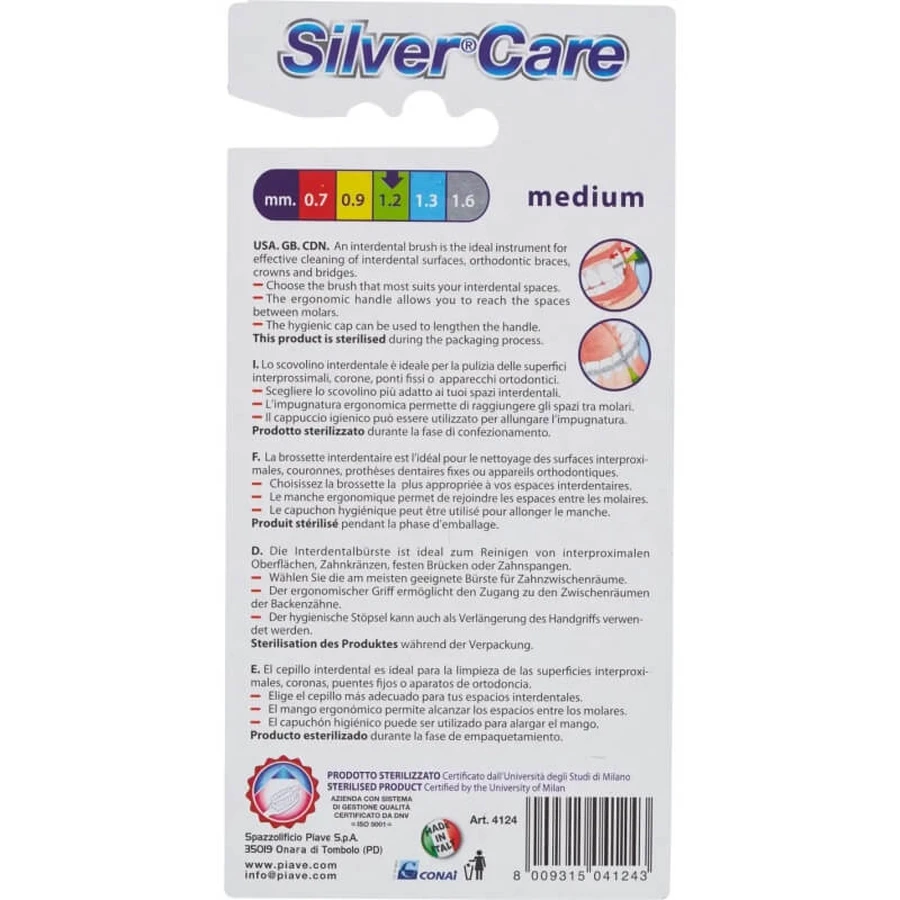 Cepillos interdentales Silver Care Medium, paquete de 6