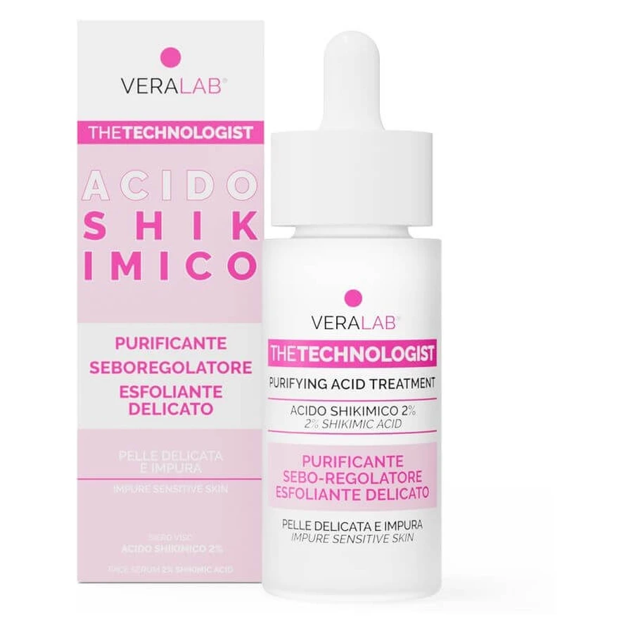 Veralab The Technologist Shikimic Acid 2% - Purifying, Sebum-Regulating, Exfoliating Serum for Sensitive and Blemish-Prone Skin, 30 ml
