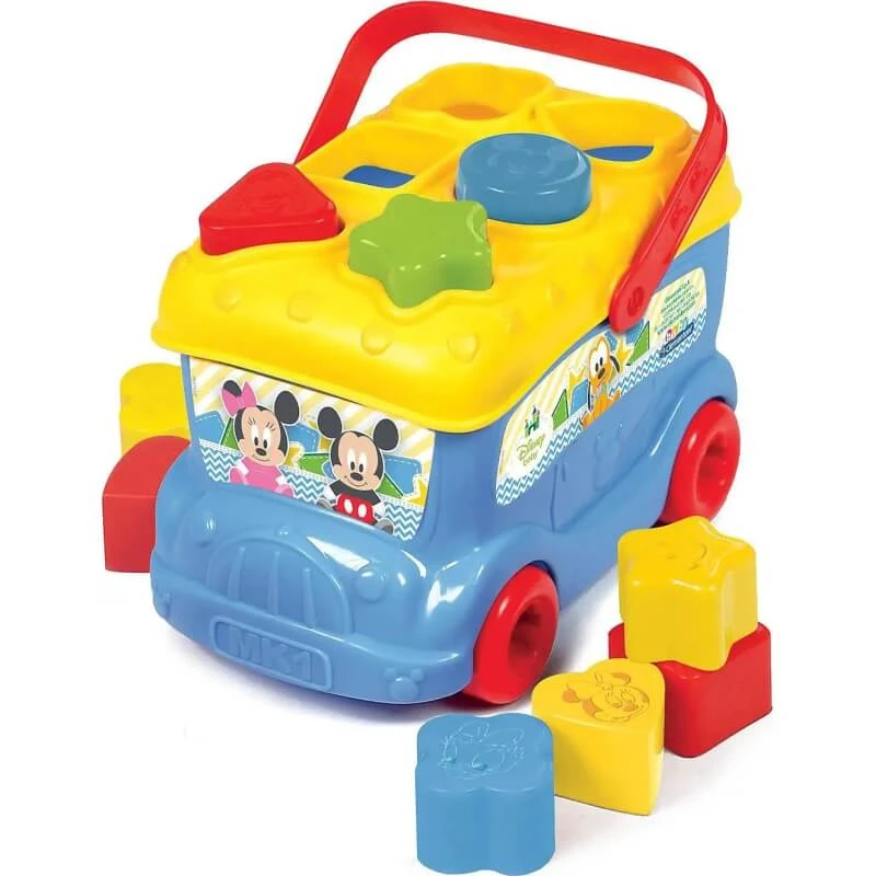Clementoni Mickey Mouse-bus om blokjes op vorm te sorteren - 9 gekleurde blokjes